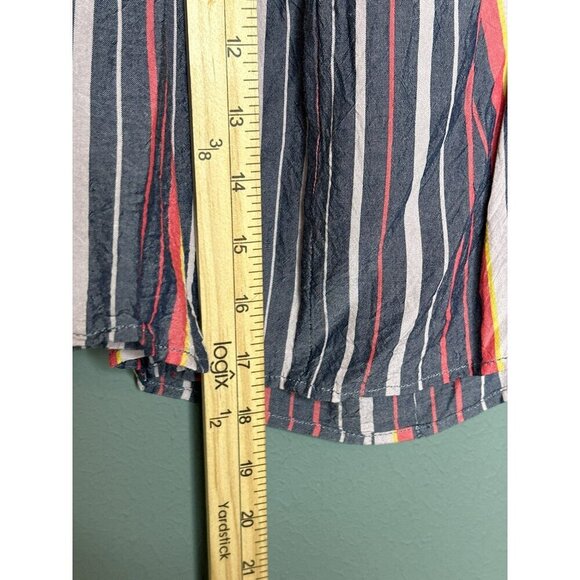 Express Women's Large Striped Off Shoulder Flowy Tie Front Boho Crop Top - Picture 9 of 10